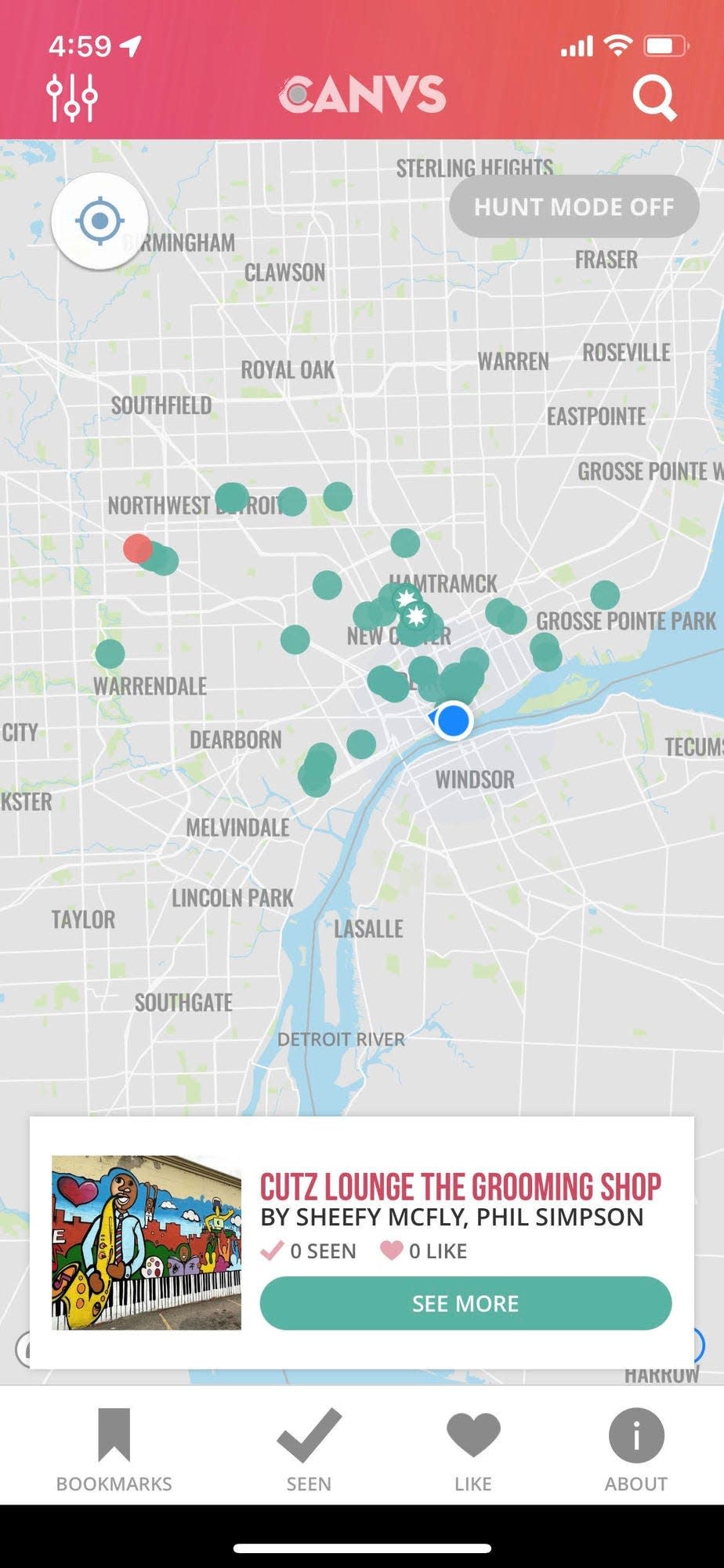 The city of Detroit’s office of Arts, Culture & Entrepreneurship (Detroit ACE) announced Wednesday it is partnering with CANVS, an art technology company, to identify all the art on the city’s walls. A screenshot from the CANVS app demonstrates its capabilities for Detroit.