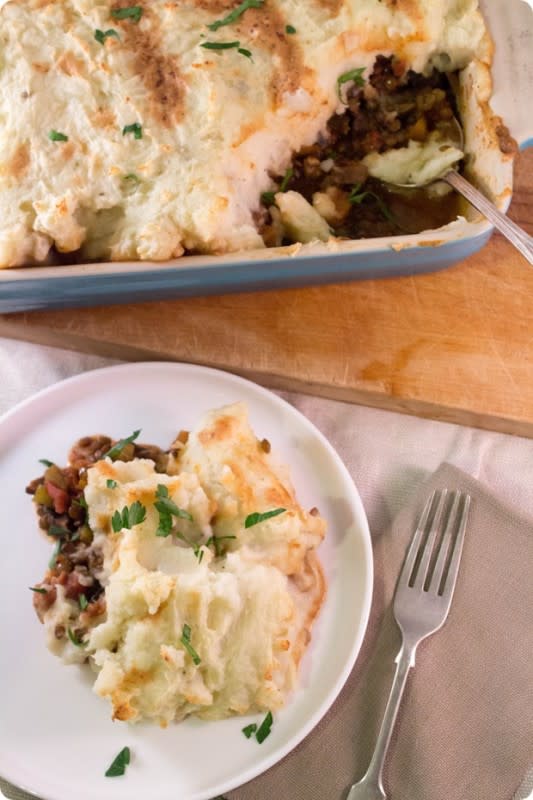 <p>fANNEtastic Food</p><p>Even a plant-based version can still be hearty and satisfying. <a href="http://www.fannetasticfood.com/2015/03/13/vegan-and-gluten-free-shepherds-pie/" rel="nofollow noopener" target="_blank" data-ylk="slk:Get the recipe HERE;elm:context_link;itc:0;sec:content-canvas" class="link ">Get the recipe HERE</a></p>