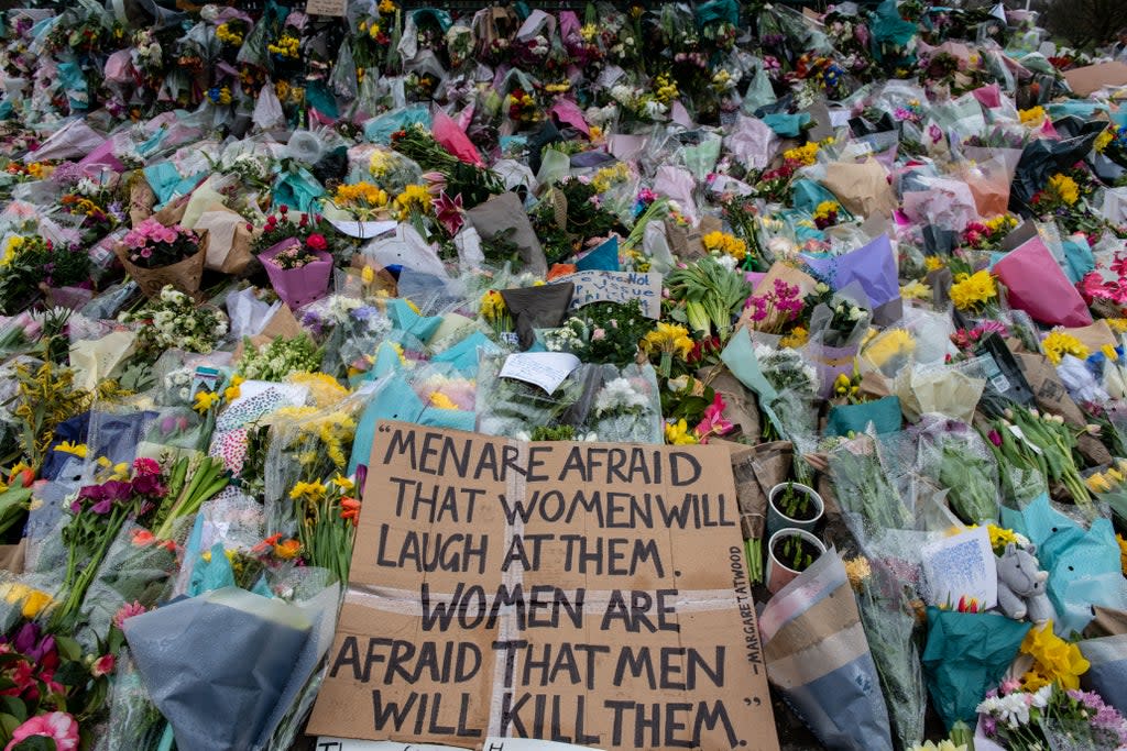 Floral tributes left at Clapham Common bandstand for Sarah Everard  (Getty Images)