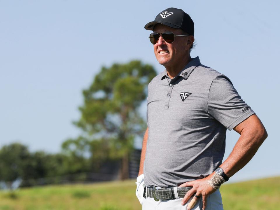 Phil Mickelson of HyFlyers GC seen on the 11th hole during the pro-am ahead of LIV Golf Orlando.