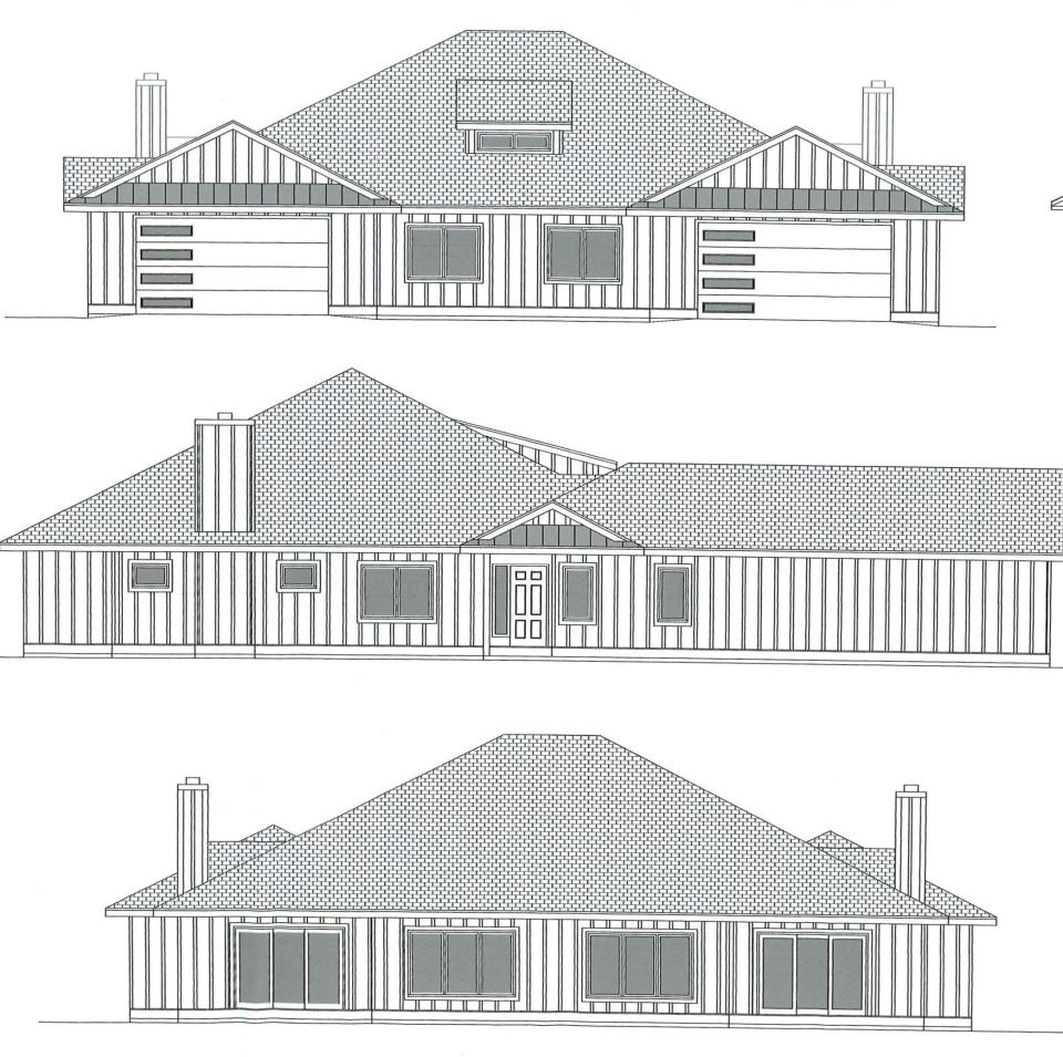 Elevation drawing of buildings that would be part of a 19-duplex senior community proposed for the city of Sturgeon Bay.
