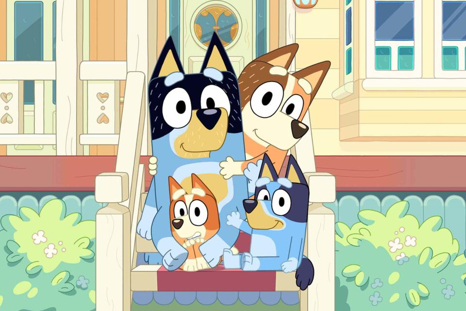 <p>Disney</p> Bandit, Chilli, Bingo and Bluey from 