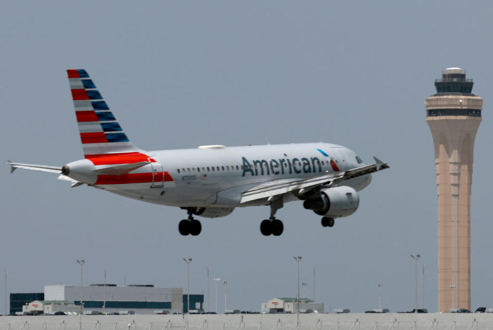 an american airlines plane taking off