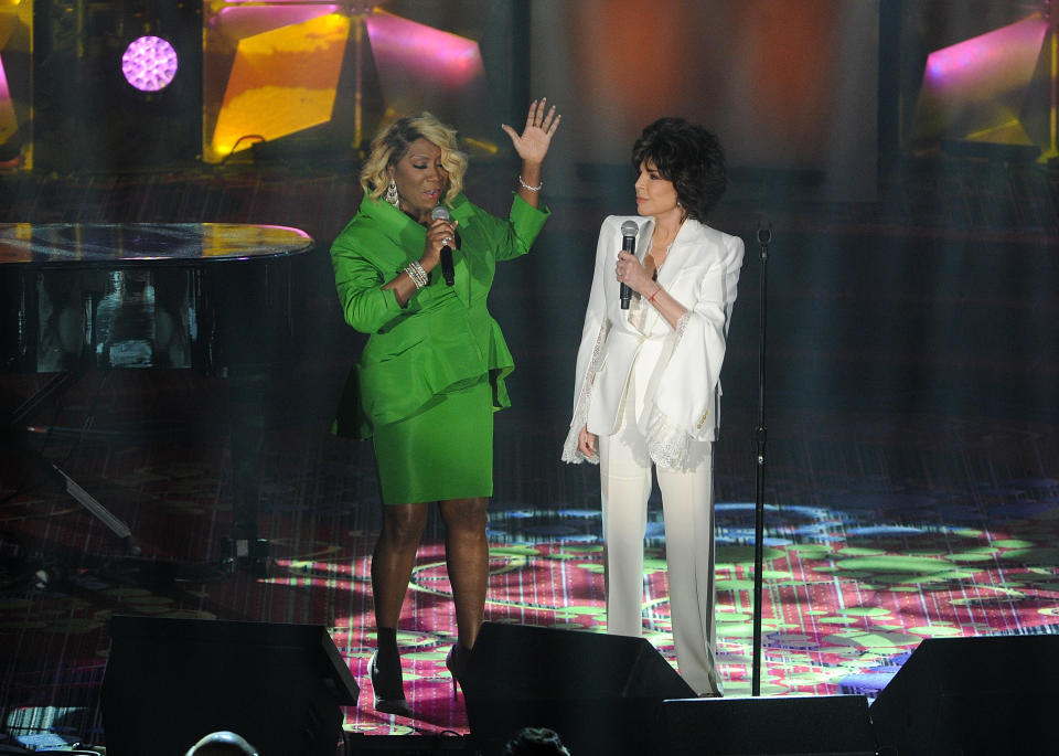 Patti LaBelle, left, and Carole Bayer Sager perform on stage at the 50th annual Songwriters Hall of Fame induction and awards ceremony at the New York Marriott Marquis Hotel on Thursday, June 13, 2019, in New York. (Photo by Brad Barket/Invision/AP)