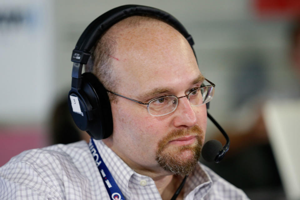 Glenn Thrush records an episode of "The Press Pool" on July 20, 2016.&nbsp; (Photo: Kirk Irwin via Getty Images)