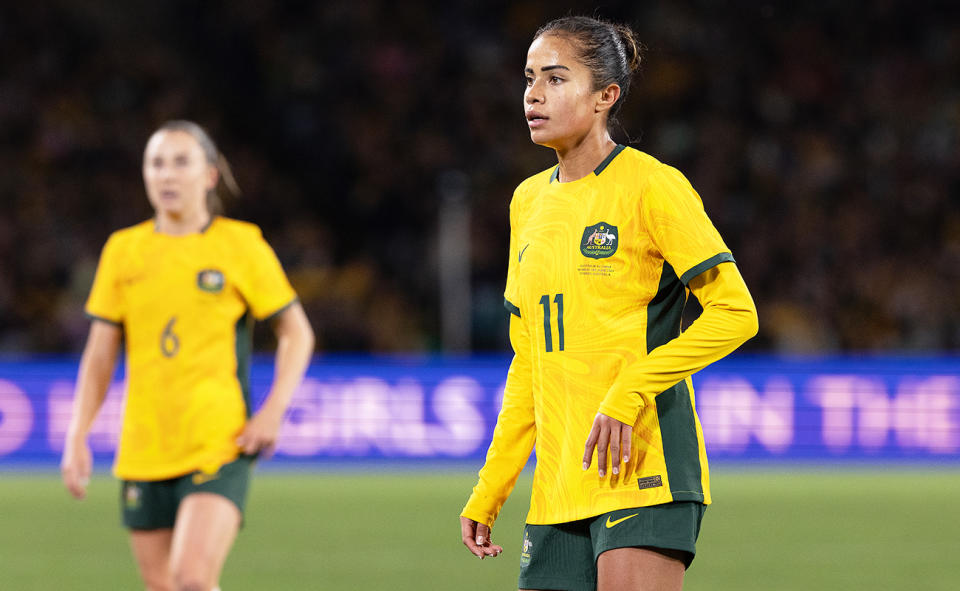 Mary Fowler in action for the Matildas.