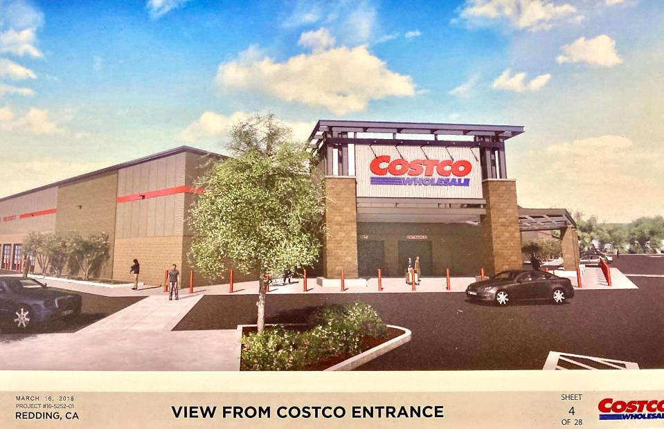 An artist's rendition shows the front of the new Costco Wholesale warehouse for Redding.