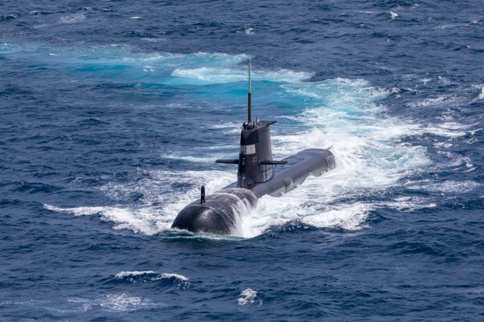 Royal Australian Navy submarine HMAS Rankin is seen during AUSINDEX 21, a biennial maritime exercise between the Royal Australian Navy and the Indian Navy in Darwin, Australia. 