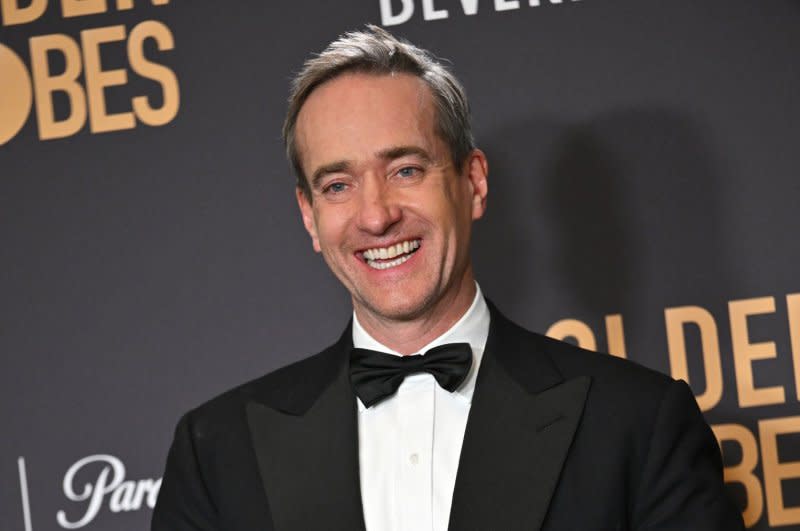 Matthew Macfadyen, winner of the Best Supporting Actor, Television ,award for "Succession" during the Golden Globe Awards at the Beverly Hilton in Beverly Hills, Calif., on January 7. File Photo by Chris Chew/UPI