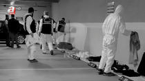 Turkish police forensic experts in white overalls stand next to clothes as they examine a car of Saudi Arabia's Consulate which was found at a car park in Istanbul, Turkey October 23, 2018 in this black and white still image taken from a video obtained by A News. Courtesy A News/Handout/Reuters TV/via REUTERS