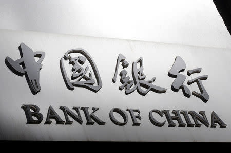 A sign of the Bank of China is seen in Rome, Italy April 11, 2016. REUTERS/Tony Gentile/File Photo