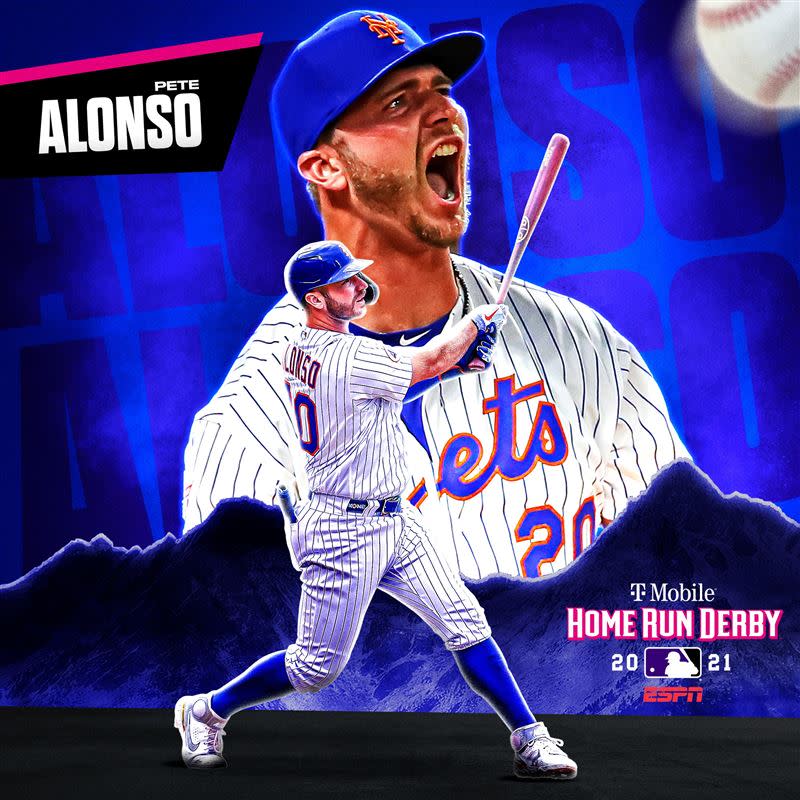 上屆冠軍阿隆索（Pete Alonso）拚衛冕。（圖／翻攝自大聯盟推特）