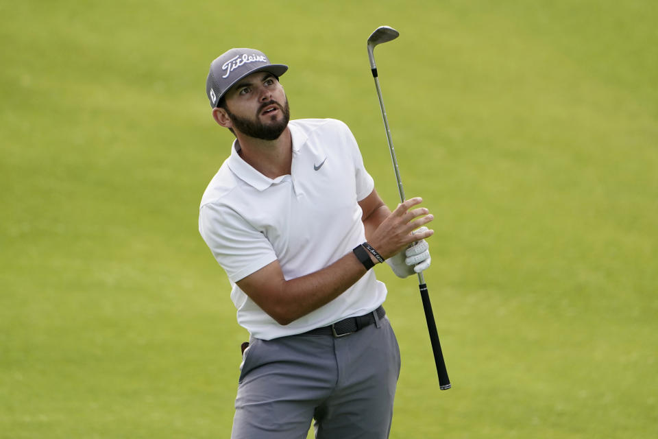 Hayden Buckley watches his shot on the 13th fairway during the first round of the U.S. Open Golf Championship, Thursday, June 17, 2021, at Torrey Pines Golf Course in San Diego. (AP Photo/Jae C. Hong)