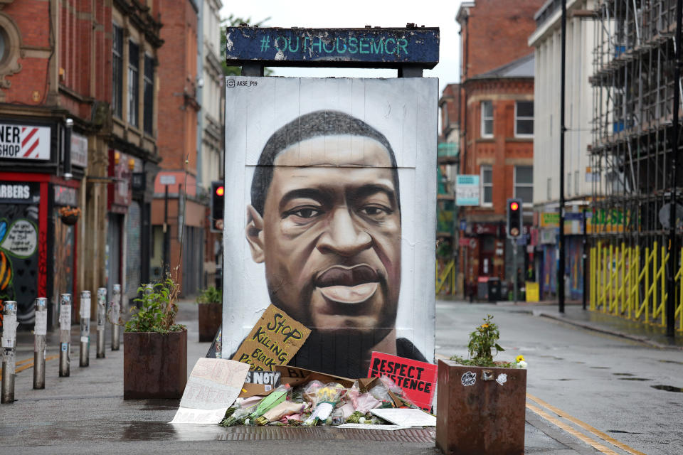 A mural of George Floyd by the street artist Akse in Stevenson Square in Manchester's Northern Quarter. The mural is in memory of George Floyd who was killed on May 25 while in police custody in the US city of Minneapolis.