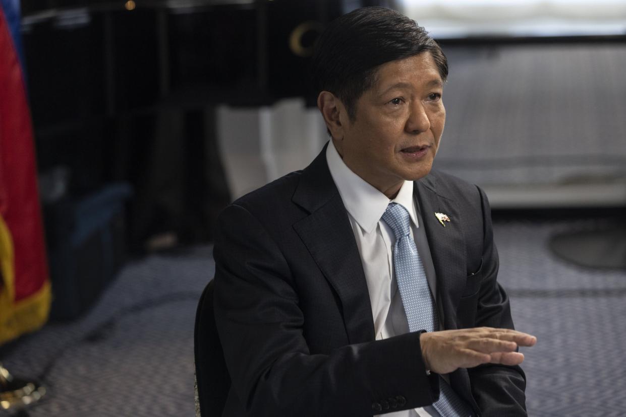 Ferdinand Marcos Jr., Philippines' president, speaks during a Bloomberg Television interview in New York, US, on Friday, Sept. 23, 2022. Marcos has pledged to strengthen political and economic ties with the US, in contrast with his predecessor Duterte, saying that his nation looks to the US whenever in crisis.