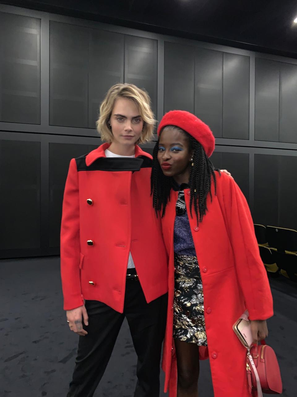 Throwing shade with the lovely Cara Delevingne at the launch of the new film program, “Soggettiva Nicolas Winding Refn,” at Fondazione Prada Cinema.