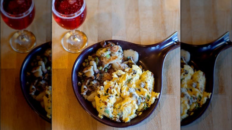 hangtown fry on a skillet 