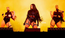 <p>Megan Thee Stallion hits the stage during day two of Red Rocks Unpaused, presented by Visible, at Red Rocks Amphitheater on Wednesday in Morrison, Colorado.</p>