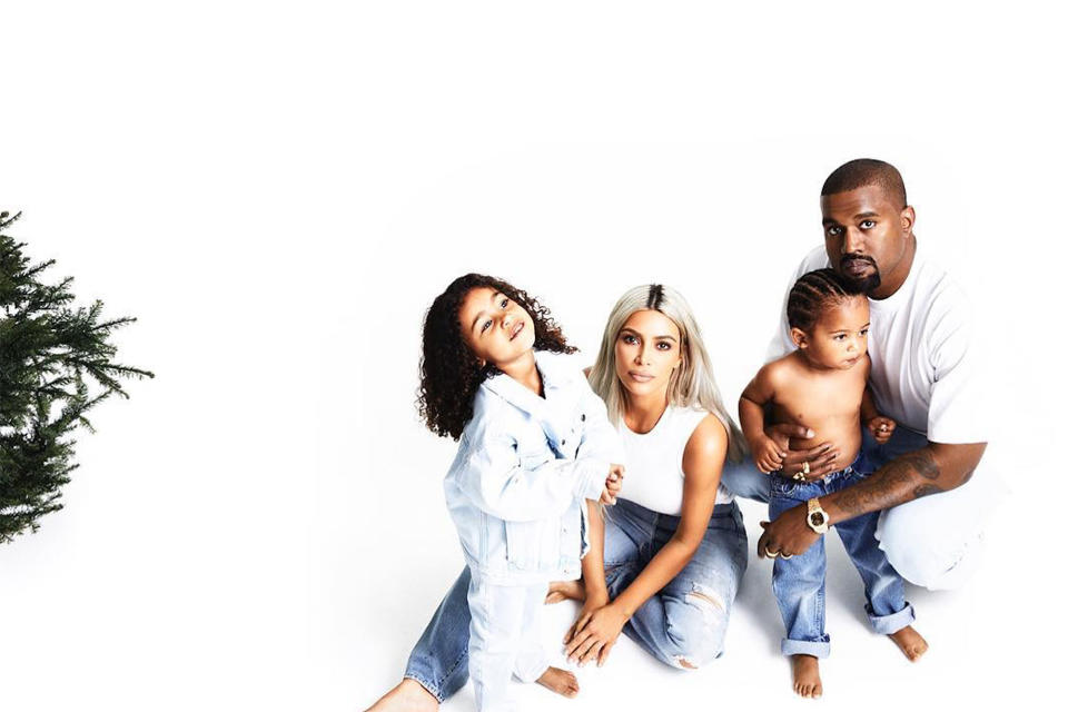 Kanye and Kim Kardashian West Pose for Sweet Holiday Photo with Saint and North