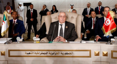 Algeria's Senate President Abdelkader Bensalah attends the 30th Arab Summit in Tunis, Tunisia March 31, 2019. REUTERS/Zoubeir Souissi