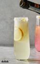 <p>Meet the ultimate spring and summer brunch drink—feel free to use either regular <a href="https://www.delish.com/cooking/recipe-ideas/recipes/a53071/easy-homemade-lemonade-recipe/" rel="nofollow noopener" target="_blank" data-ylk="slk:lemonade;elm:context_link;itc:0;sec:content-canvas" class="link ">lemonade</a> <em>or</em> pink <a href="https://www.delish.com/cooking/recipe-ideas/a32714263/easy-strawberry-lemonade-recipe/" rel="nofollow noopener" target="_blank" data-ylk="slk:strawberry lemonade;elm:context_link;itc:0;sec:content-canvas" class="link ">strawberry lemonade</a> to make these extra special.</p><p>Get the <strong><a href="https://www.delish.com/cooking/recipe-ideas/recipes/a53750/lemonade-mimosas-recipe/" rel="nofollow noopener" target="_blank" data-ylk="slk:Lemonade Mimosas recipe;elm:context_link;itc:0;sec:content-canvas" class="link ">Lemonade Mimosas recipe</a></strong>. </p>