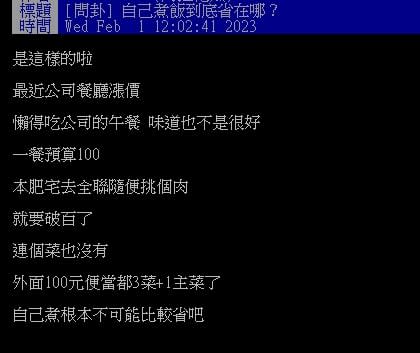 自己煮飯省在哪？他嘆食材「隨便買都破百」內行人揭2關鍵