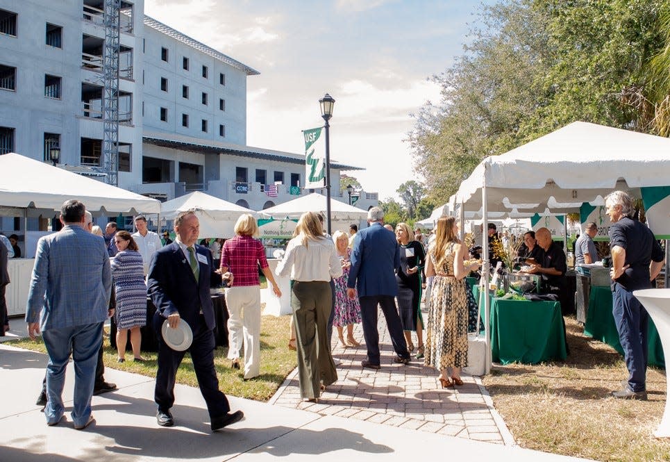 The Brunch on the Bay fundraiser for USF Sarasota-Manatee took place next to a new $42.3 million, 100,000-square-foot student center and residence hall under construction.