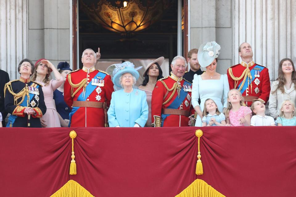 <p>The royal family during the flyover.</p>