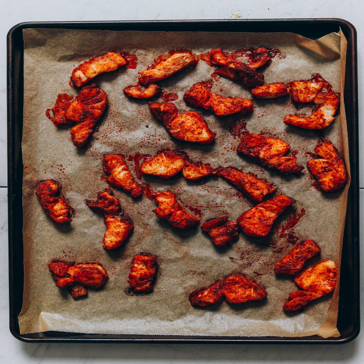 roasted fish seasoned on a sheet pan