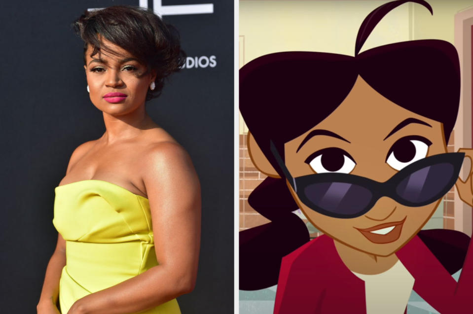 Kyla Prat on a red carpet and a picture of Penny Proud