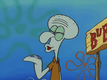 Squidward making a chef's kiss gesture