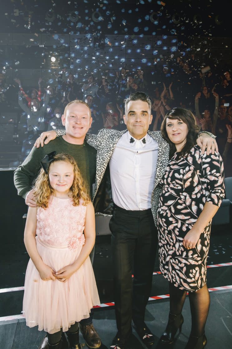 Robbie Williams with his Priceless Surprise fans