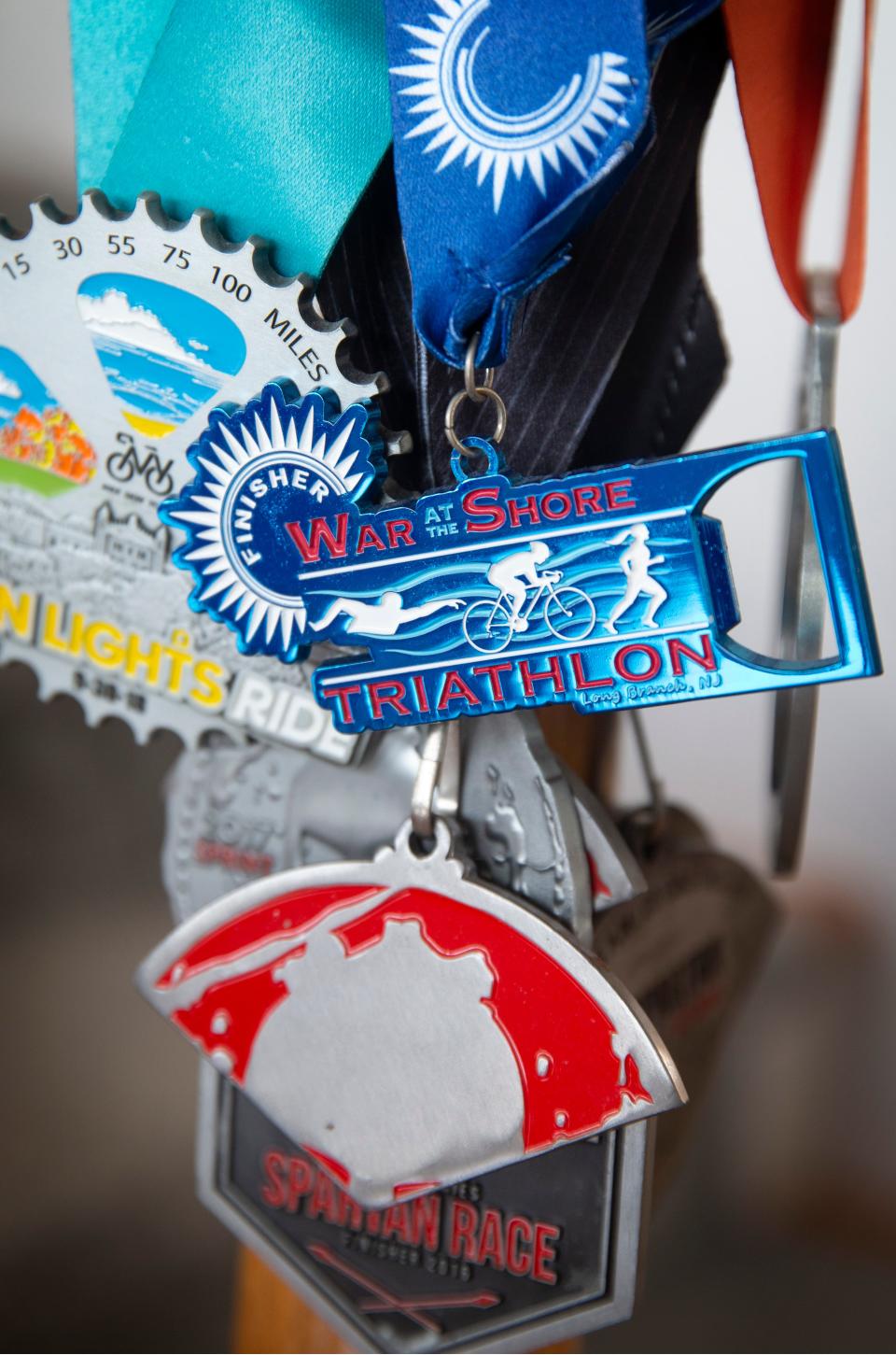 Some of the medals Laura Cariello has earned while battling multiple sclerosis and becoming a triathlete. She competes in various challenges throughout the area. 
Toms River, NJ
Friday, March 8, 2024