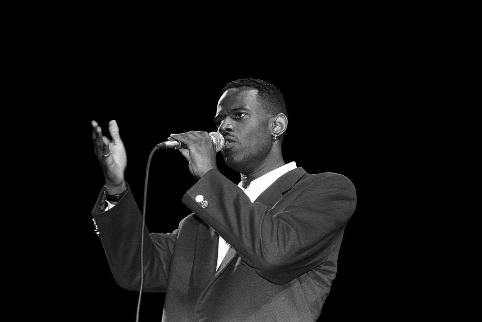 Singer Brian McKnight performs during 'Jam 4 Peace' at the Marcus Amphitheatre