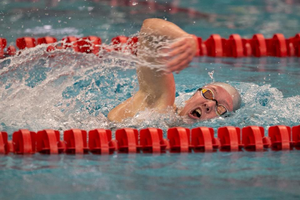 The 42nd annual Shore Conference Girls Swimming Championships takes place at Neptune Aquatic Center. 500 Yard Freestyle. Sarah Eldridge of Manasquan wins the event. Neptune, NJTuesday, February 2, 2022 