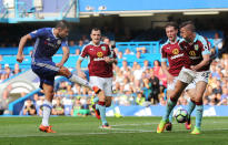 Football Soccer Britain - Chelsea v Burnley - Premier League - Stamford Bridge - 27/8/16 Chelsea's Diego Costa shoots at goal Reuters / Eddie Keogh Livepic EDITORIAL USE ONLY. No use with unauthorized audio, video, data, fixture lists, club/league logos or "live" services. Online in-match use limited to 45 images, no video emulation. No use in betting, games or single club/league/player publications. Please contact your account representative for further details.