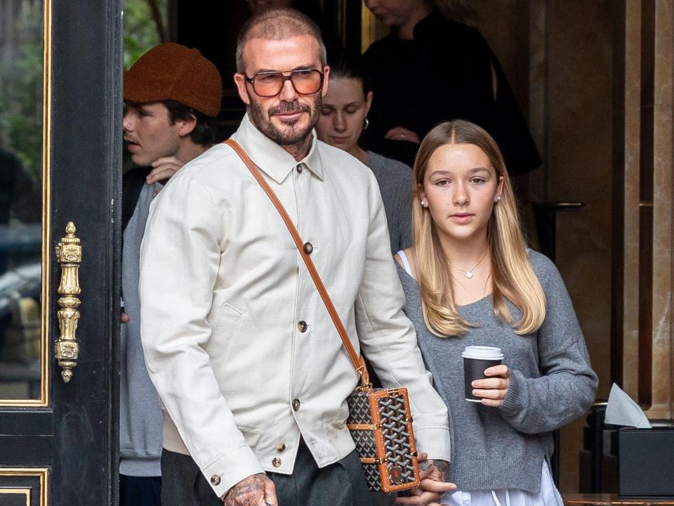David Beckham and his daughter, Harper, step out in Paris.