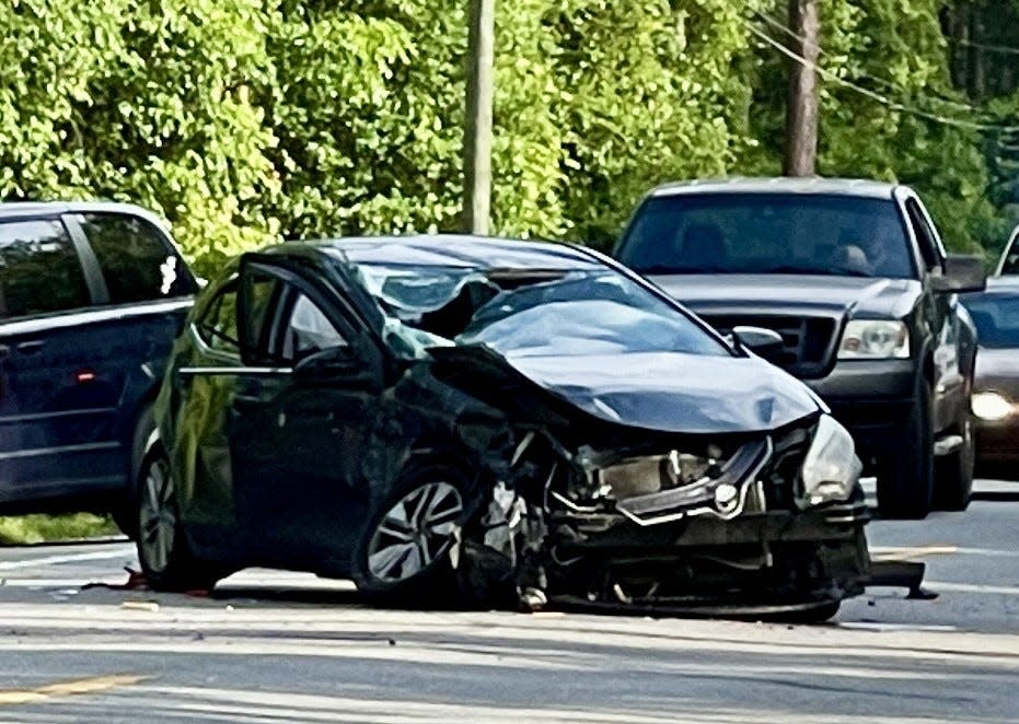 The driver of this heavily damaged Toyota Corolla was airlifted from the crash scene on U.S. 17 in Pierson on Tuesday. The St. Augustine woman died at the hospital, troopers said.