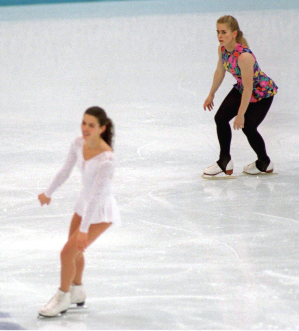 Tonya Harding's ex-hubby and former bodyguard planned the attack against Nancy Kerrigan, both seen here in 1993. Source: Getty
