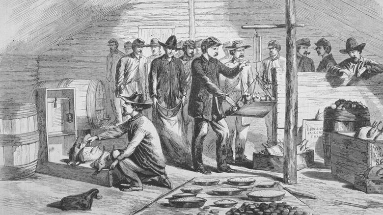 sketch of Civil War Thanksgiving rations