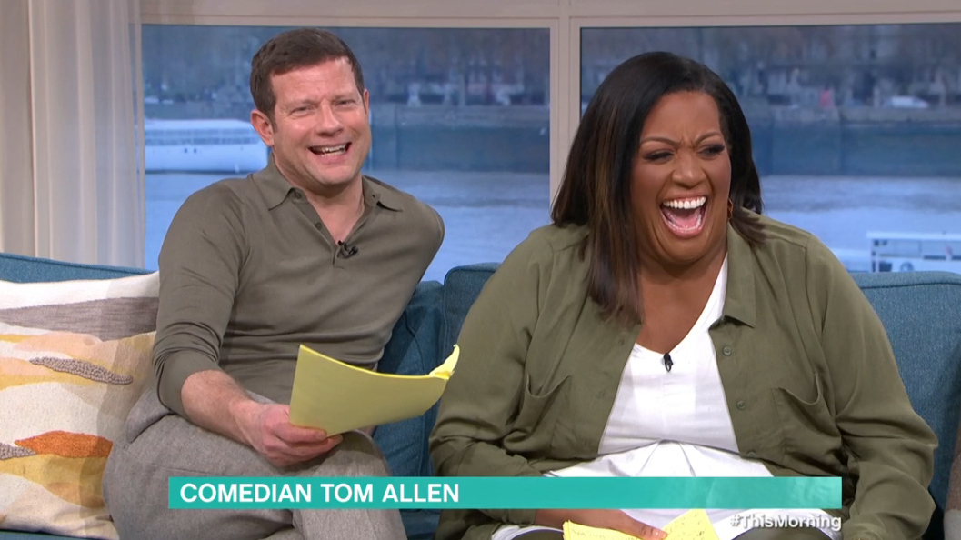 Alison Hammond was tickled by Tom Allen's joke. (ITV screengrab)