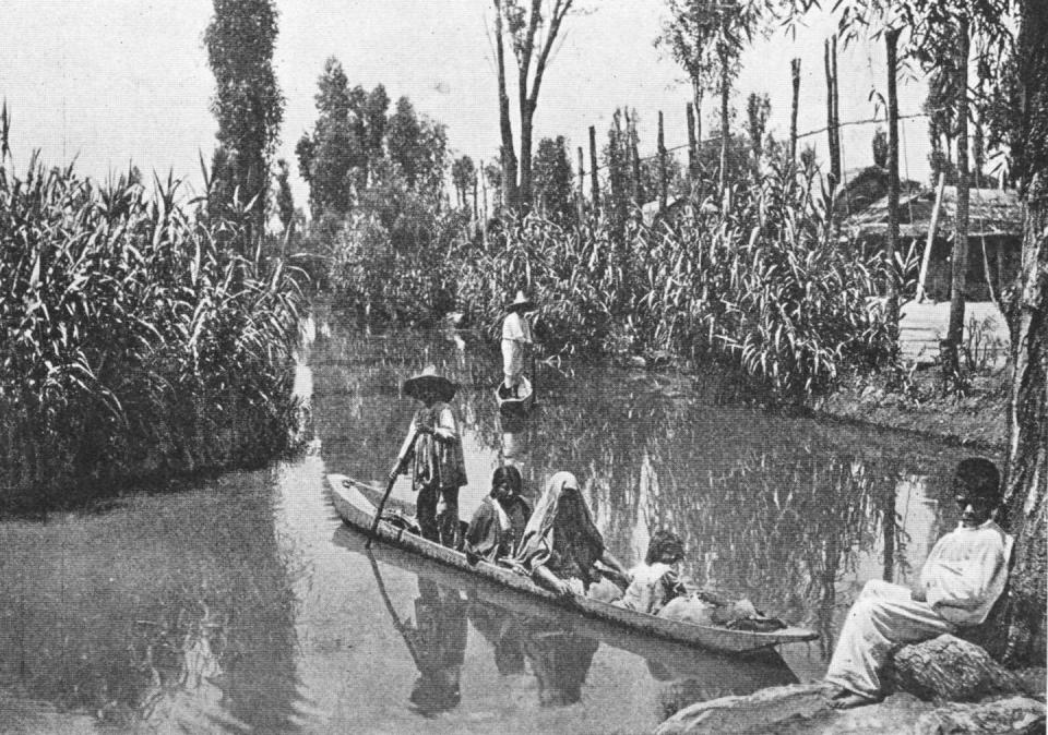 Chinampa techniques use canals and artificial islands. This photo shows one in 1912. <a href="https://commons.wikimedia.org/wiki/File:Chinampas.jpg" rel="nofollow noopener" target="_blank" data-ylk="slk:Karl Weule, Leitfaden der Voelkerkunde via Wikimedia;elm:context_link;itc:0;sec:content-canvas" class="link ">Karl Weule, Leitfaden der Voelkerkunde via Wikimedia</a>