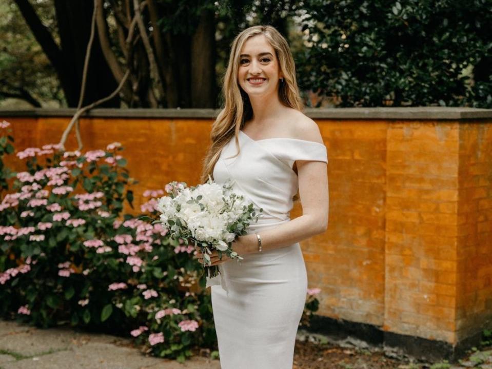 A bride with a bouquet of flowers