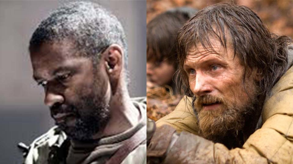 Denzel Washington in Book of Eli, Viggo Mortensen in The Road