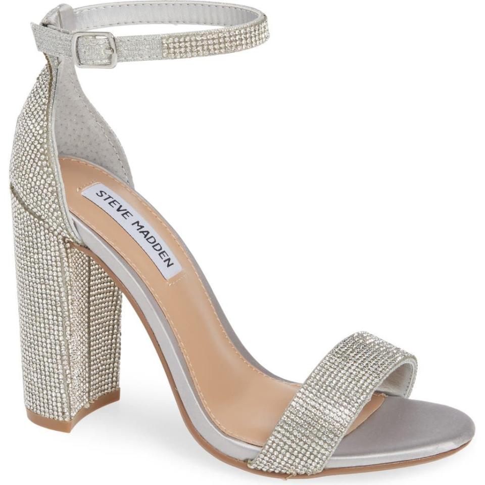 19) Steve Madden Carrson Ankle Strap Sandal in Crystal