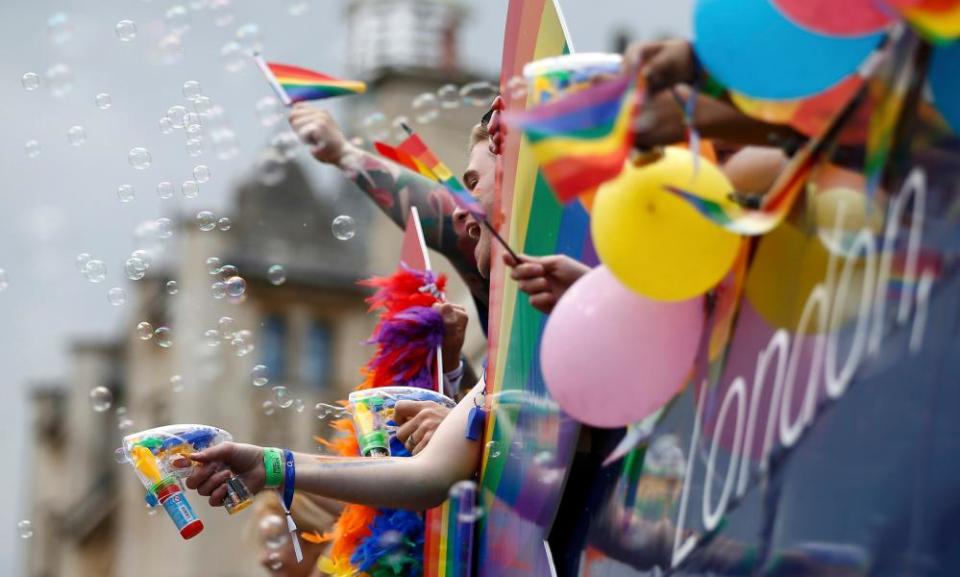 The Pride in London Parade, 2016. Issues for the LGBT community can include recognition by daily services including banking.