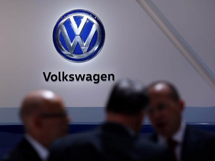 A logo of Volkswagen is pictured on the wall at the 86th International Motor Show in Geneva, Switzerland, March 1, 2016.  REUTERS/Denis Balibouse