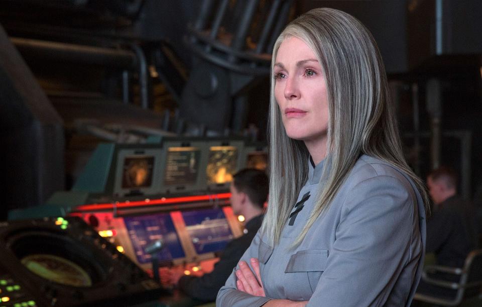 Julianna Moore plays President Alma Coin in "The Hunger Games" franchise.