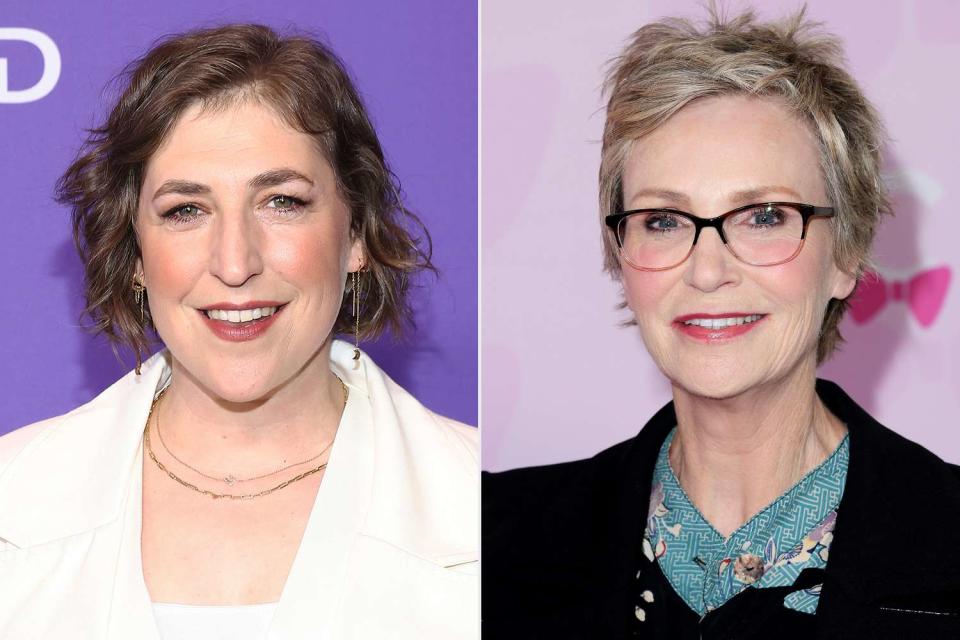 <p>Getty (2)</p> Mayim Bialik and Jane Lynch are among the list of celebrities who have pledged a turkey-free Thanksgiving this year