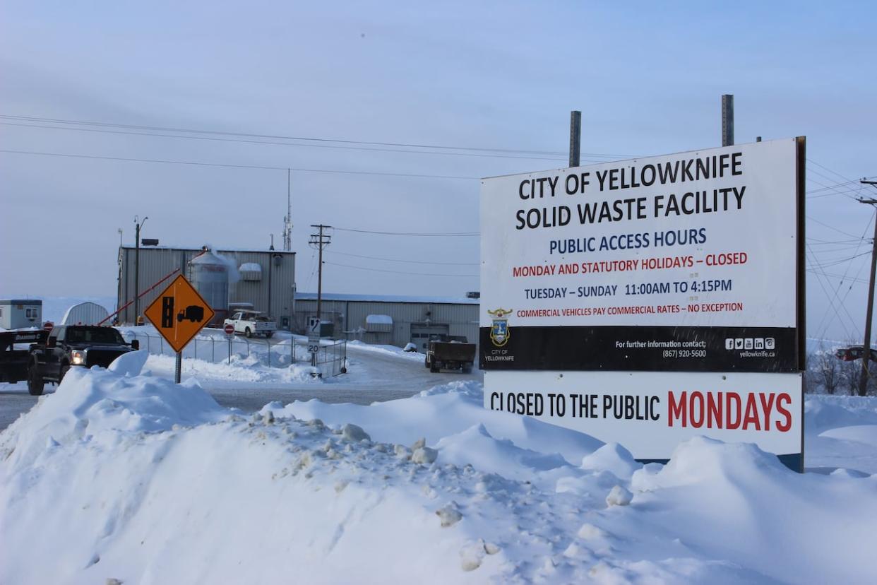 Yellowknife's Solid Waste Facility on March 1, 2024. The city is planning to build another landfill cell in the coming years that could expand it's lifespan by 10 to 12 years.  (Liny Lamberink/CBC - image credit)